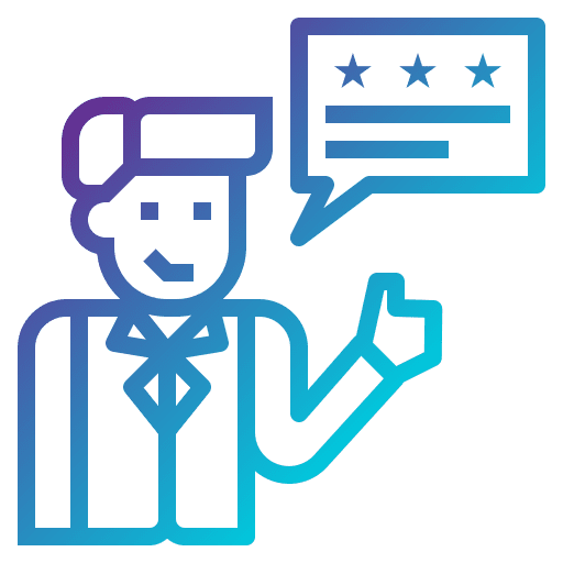 Feedback commerce and shopping speech bubble star icon