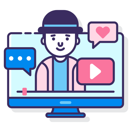 Youtuber speech bubble heart man icon