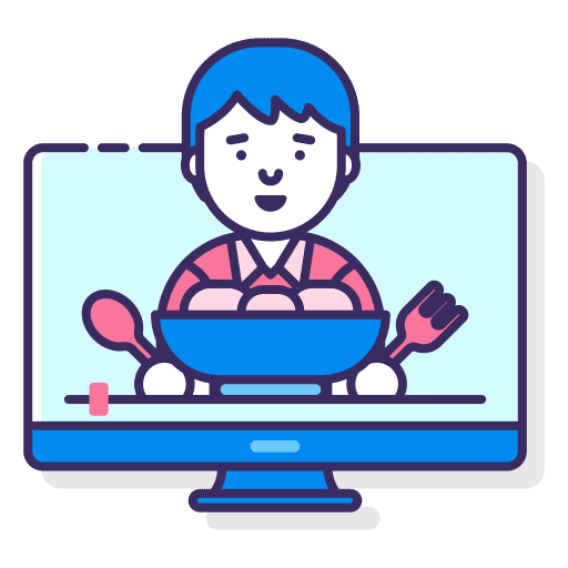 Mukbang food knife man icon