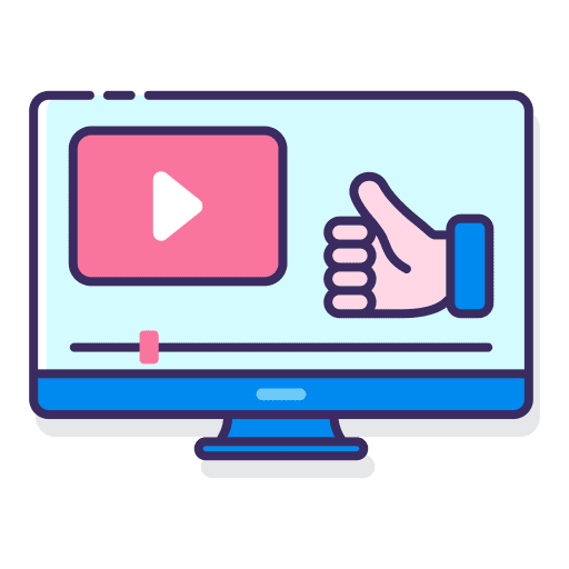 Review thumbs up play button review icon