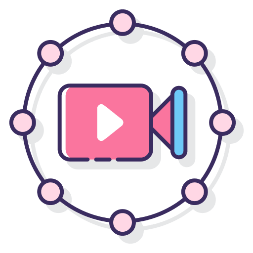 Streaming music and multimedia users camera icon