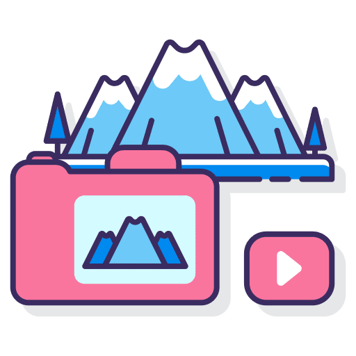 Travel vlog mountain play button icon
