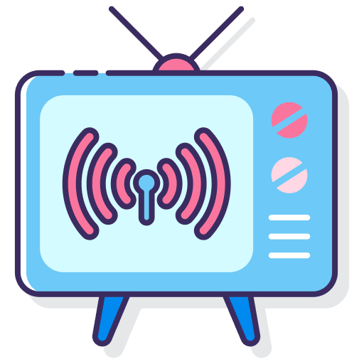 Tv music and multimedia live broadcast icon