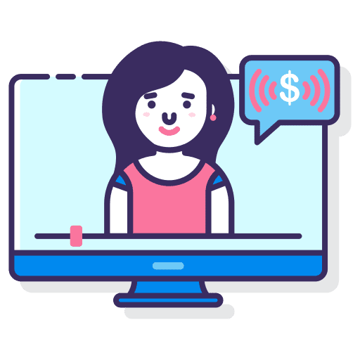 Tv streaming man dollar icon