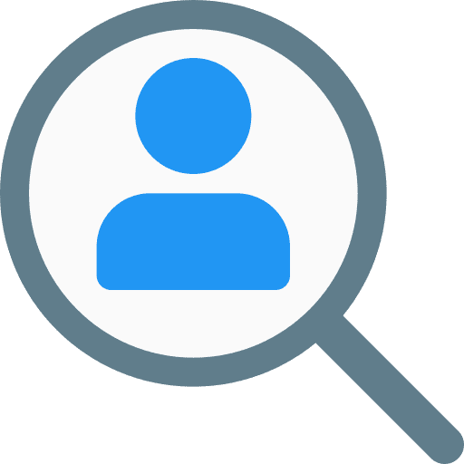 Candidate magnifying glass user search icon
