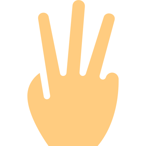 Hand sign language five fingers three fingers icon