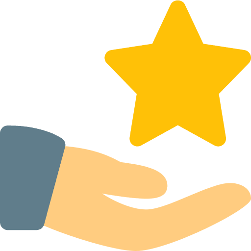 Star hand rating star icon