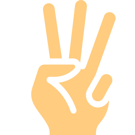 Three fingers count hand gesture icon