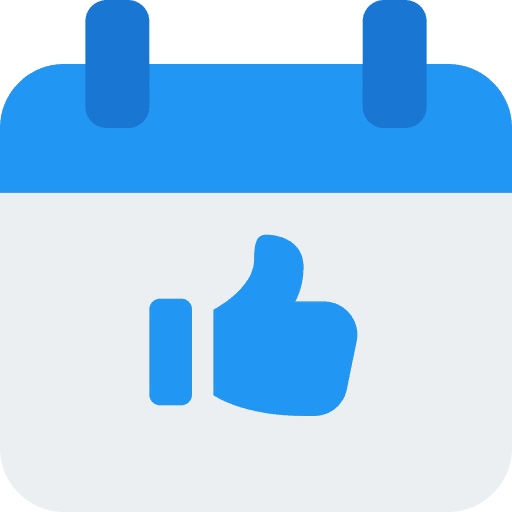 Calendar date time and date thumb up icon
