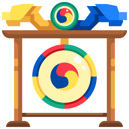 Gong music and multimedia oriental percussion instrument icon