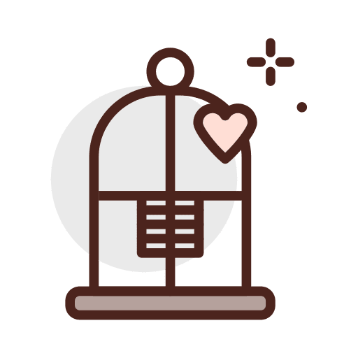 Cage bird house love bird icon