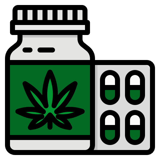 Pills capsule biocbd per capsule healthcare and medical icon