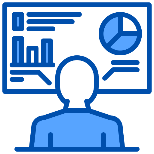 Dashboard person presentation business and finance icon