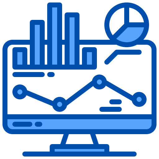 Monitor analysis business and finance data driven icon