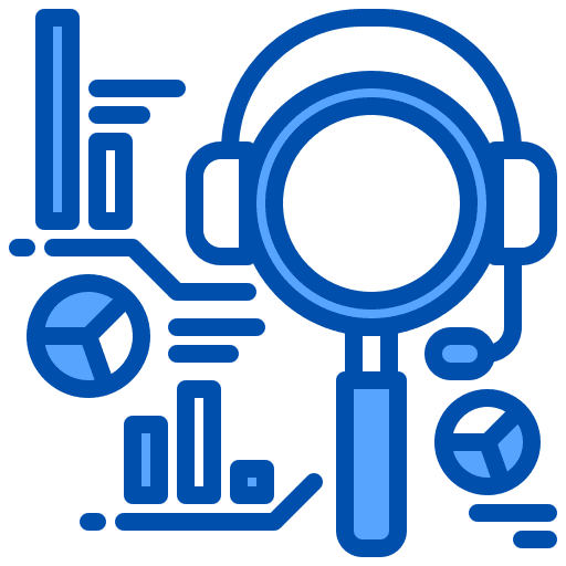 Analytics business and finance zoom magnifying glass icon