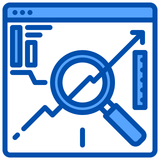 Analyzing magnifying glass website analyzing icon