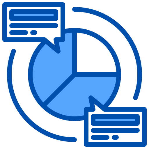 Chart speech bubble message pie icon