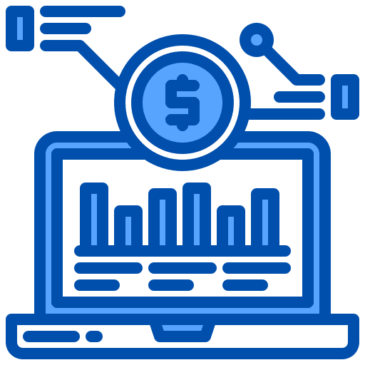 Currency laptop business and finance finance icon