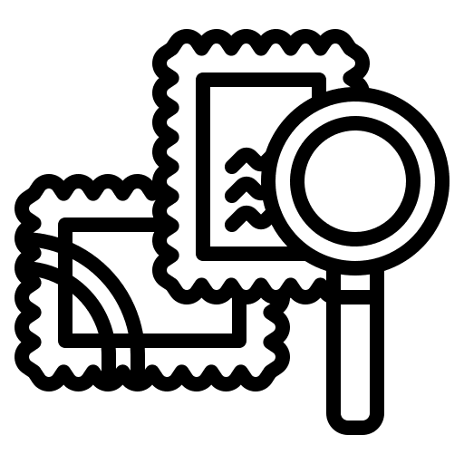 Stamp collecting hobby philately search icon