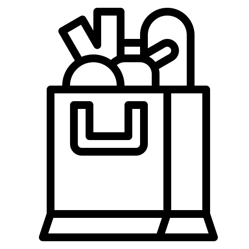 Shopping food and restaurant shopping bag hobbies and free time icon