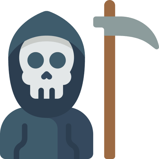 Grim reaper scared halloween dead icon