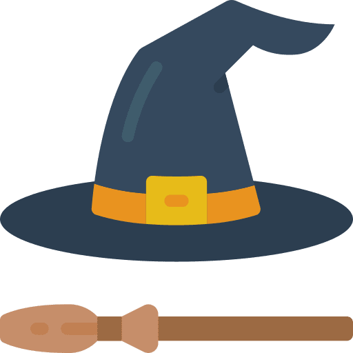 Hat broom costume hat icon