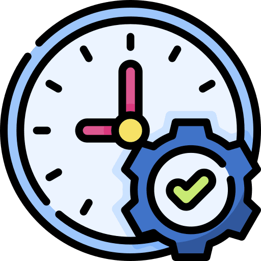 Time management cogwheel time and date gear icon