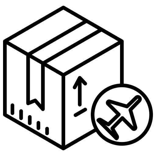 Goods aeroplane airplane box icon