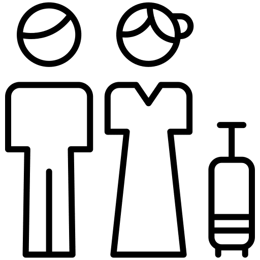 Passenger journey woman luggage icon