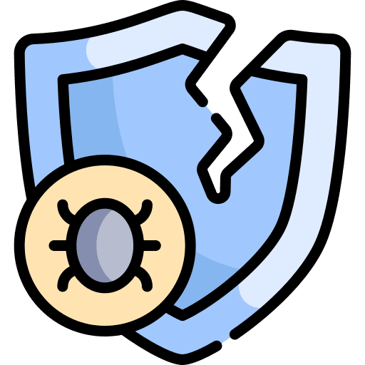 Bug broken unprotected cyber attack icon