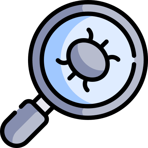Bug security malware loupe icon