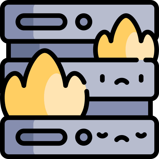 Server fire security flame icon