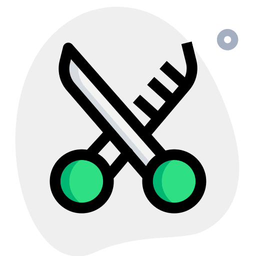 Scissors cutting hair handcraft icon
