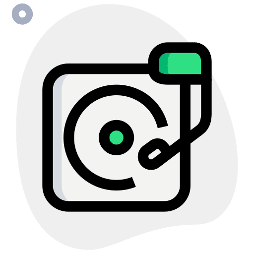 Turntable dj mixer music and multimedia record player icon