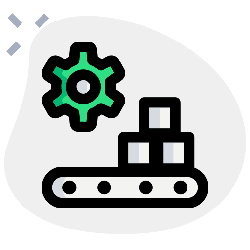 Setting boxes production productivity icon