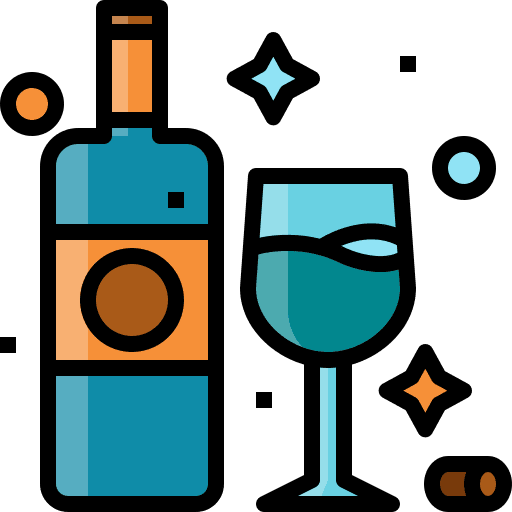 Wine food and restaurant alcohol bottles icon