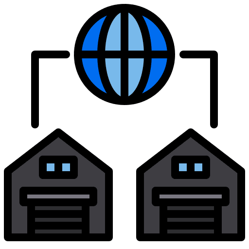 Warehouse delivery warehouse network icon