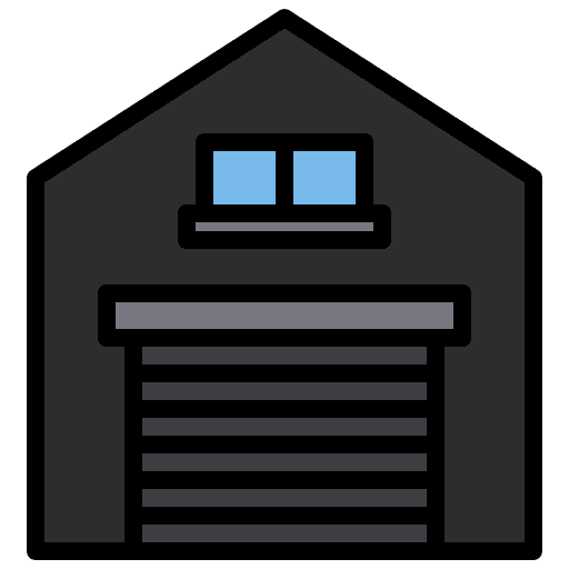 Warehouse shipping and delivery garage door icon