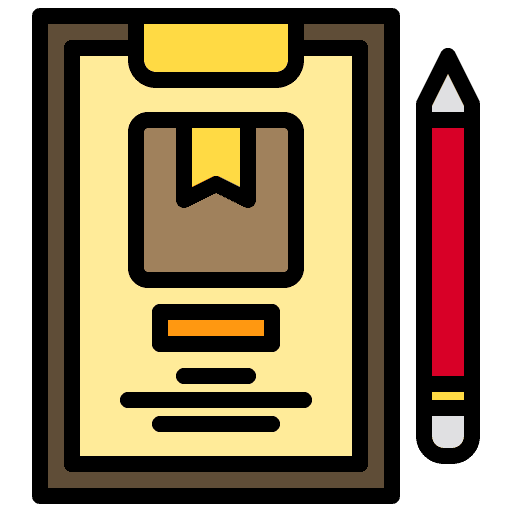 Clipboard shipping and delivery box product icon