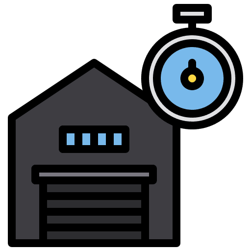 Warehouse shipping and delivery time warehouse icon