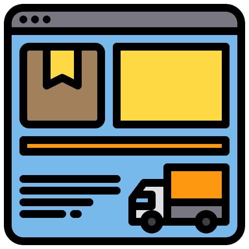 Website delivery truck tracking web page icon