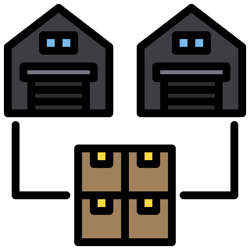 Distribution logistics warehouse shipping and delivery icon