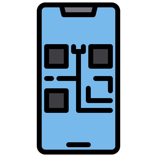 Qr code shipping and delivery mobile phone ui icon