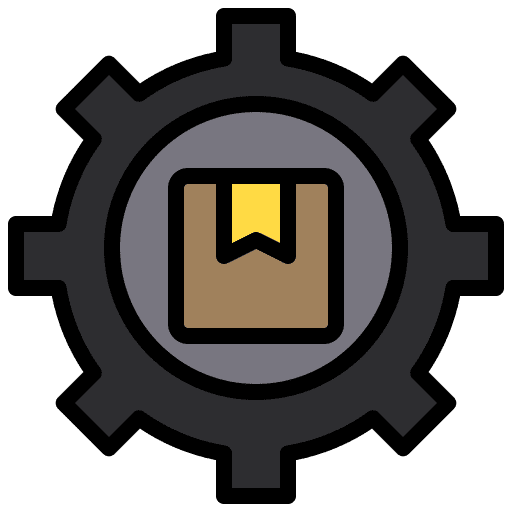 Settings production shipping and delivery gear icon