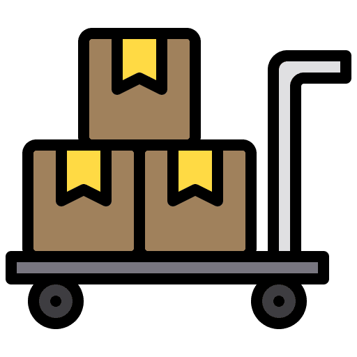 Trolley box cart shipping and delivery icon