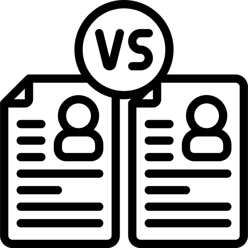 Comparison cv portfolio professions and jobs icon