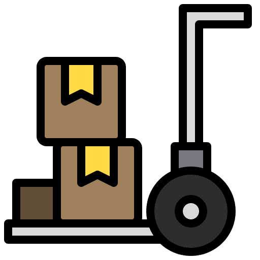 Trolley delivery box shipping and delivery cart icon