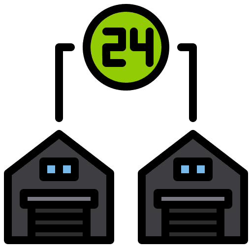 Warehouse logistics 24 hours shipping icon