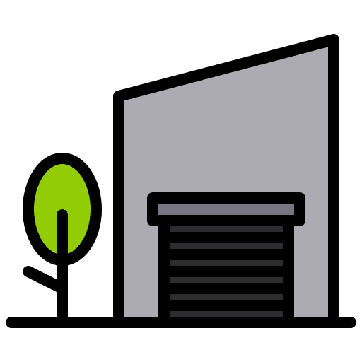 Warehouse shipping and delivery closed door icon