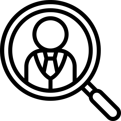 Magnifying glass professions and jobs cv employee icon